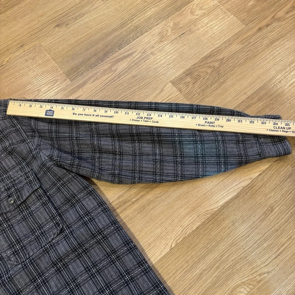 Vintage Levis Shirt Jacket Men's Small Grey Black Plaid Flannel Shacket Oversize - Picture 15 of 15